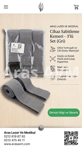 Aras Lazer Epilasyon Cihaz Başlık Sabitleme Kemeri - 3’lü Profesyonel Set (Gri) - Lazer ve Cilt Bakım Cihazı